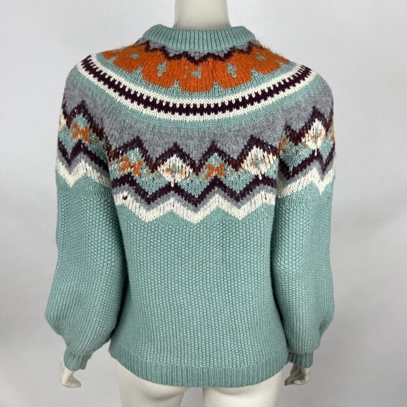 J Crew Zigzag Fair Isle Sweater Women S Alpaca Wool Crew neck‎ Pullover Au219 - Picture 2 of 10